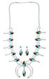 Authentic Sterling Silver Multicolor Inlay Squash Blossom Necklace Set RX94134